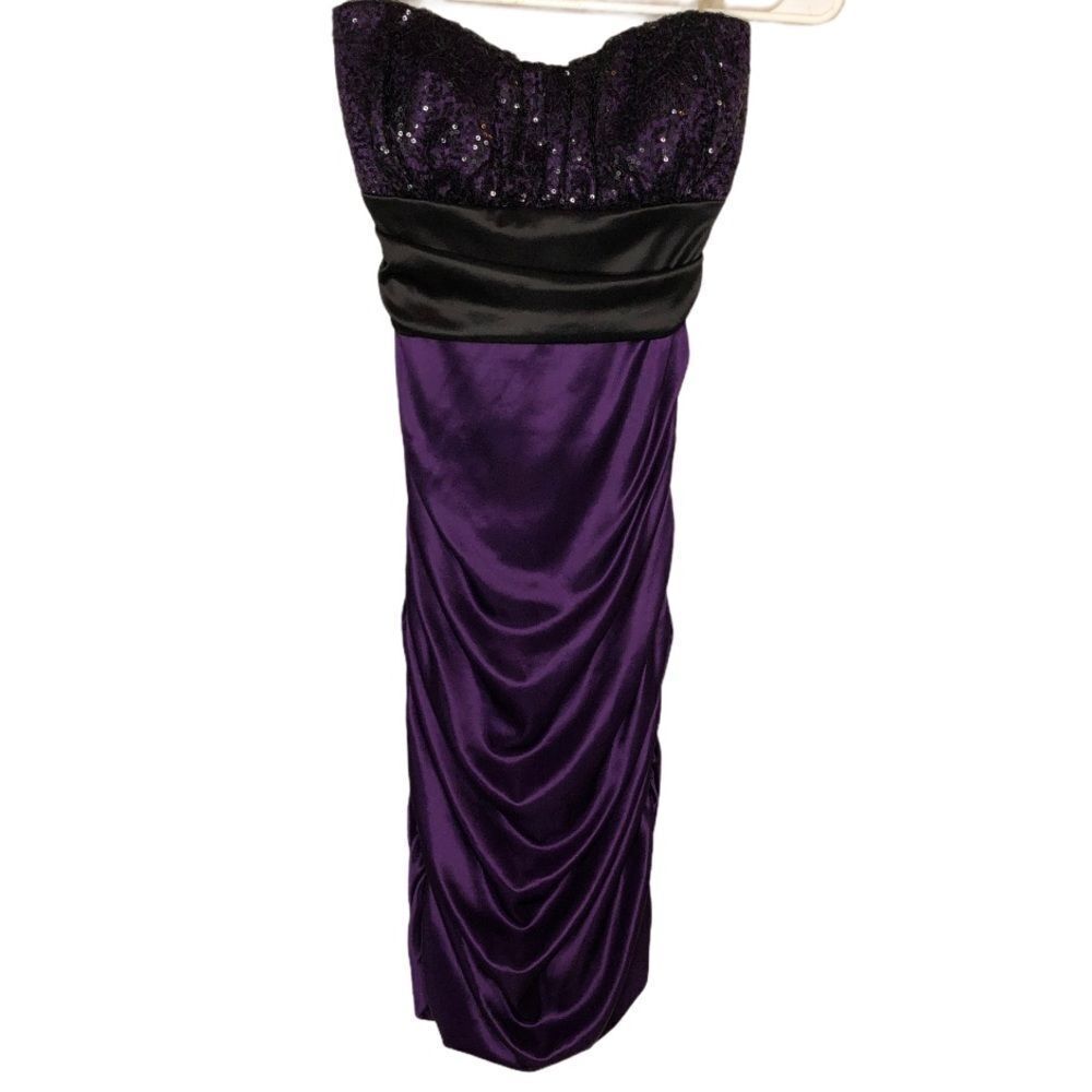 Windsor Strapless Prom Dress Purple Black
